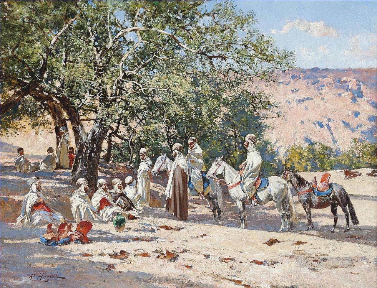 Resting at an Oasis Victor Huguet Araber Oil Paintings